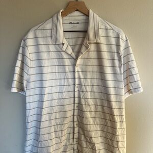 Madewell Men's White Striped Button Down Shirt